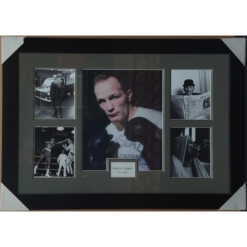 148 - Sir HENRY COOPER framed presentation piece with signed photograph. 83cm x 118cm approx#155