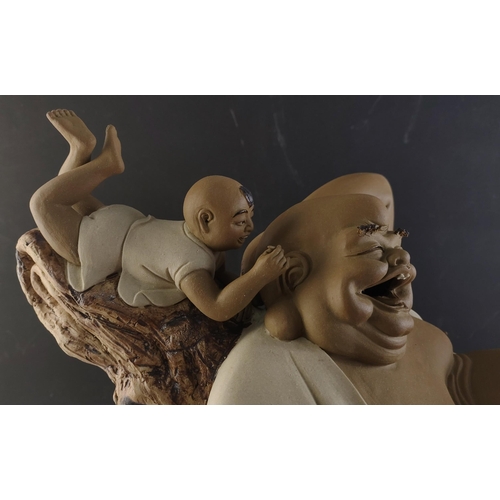 156 - Stunning original FOSHAN porcelain BUDDHA with child. A beautifully sculpted Shiwan original Foshan ... 