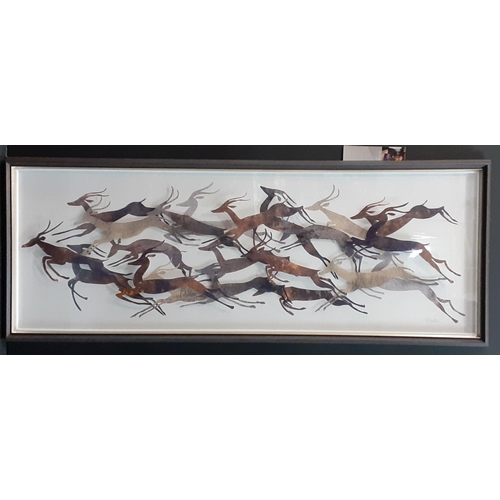 165 - MARK HATHER Titled - All Together Now.  A magnificent 3D style piece of wall art of leaping gazelles... 