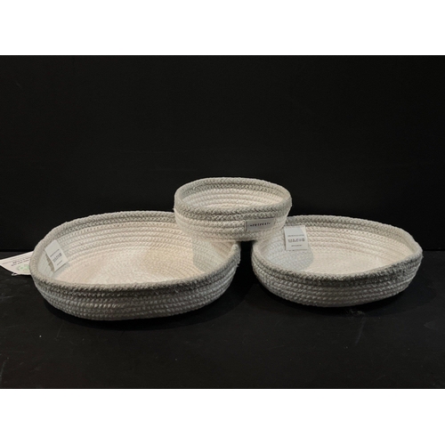 247 - XMAS GIFTING IDEAS! - A set of three recycled cotton bowls in white and light grey - dimensions 28cm... 