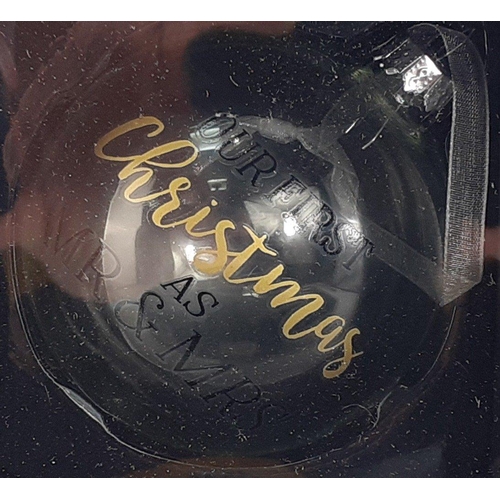 281 - XMAS GIFTING IDEAS! - A set of 7 OUR FIRST CHRISTMAS as Mr and Mrs baubles. RRP £4 each
All bra... 