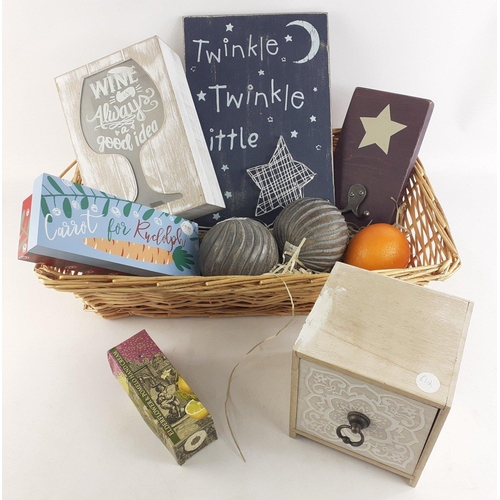 283 - XMAS GIFTING IDEAS! - A wicker basket of goodies to include fruits, carved balls boxes etc. RRP of o... 