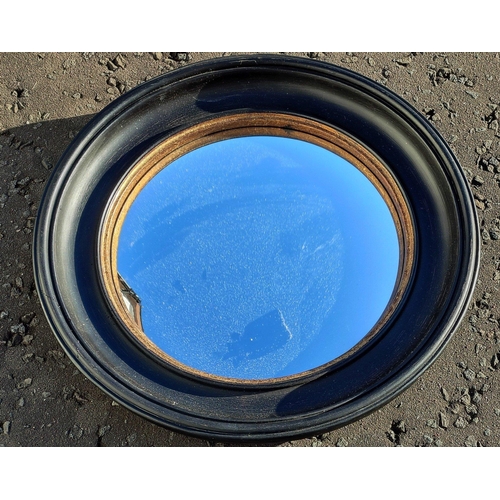 302 - XMAS GIFTING IDEAS! A 50cm diameter convex porthole mirror in black painted frame.#117