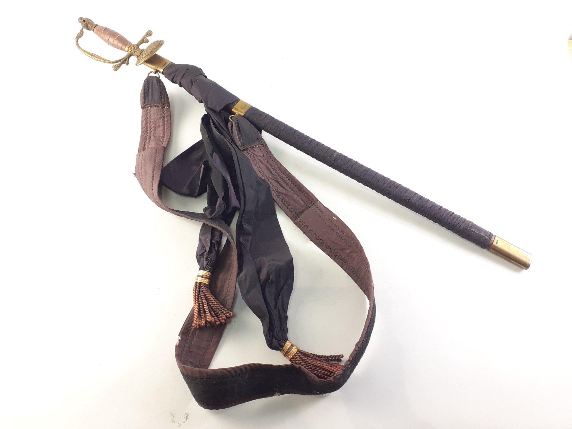 A older brass handled Court dress sword with silk binding and tassles ...