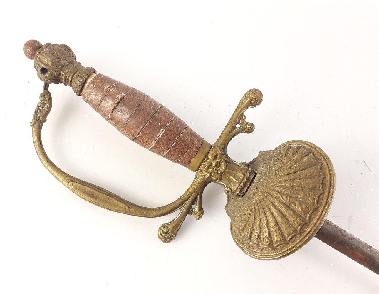 A older brass handled Court dress sword with silk binding and tassles ...