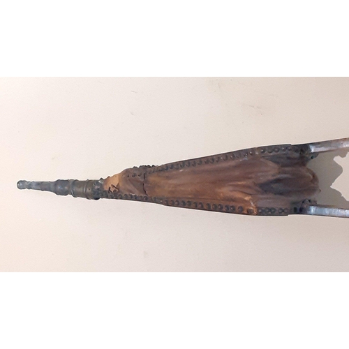240 - A stylish large and impressive pair of bellows.  Approx 110cm long. Some wear and a tear to the leat... 