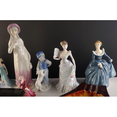 338 - A mixed lot of decorative items. To include COALPORT and ROYAL DOULTON Ladies, bells, pretty miniatu... 