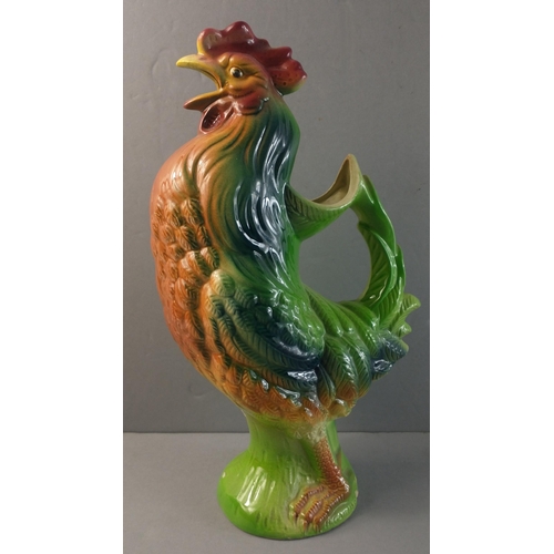 358 - A HIGHLY DECORATIVE  ST CLEMENT of France signed H. Gaillard pottery cockerel water pitcher standing... 
