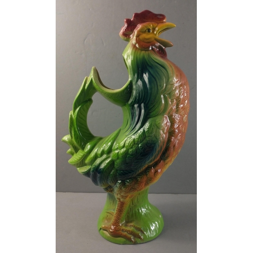 358 - A HIGHLY DECORATIVE  ST CLEMENT of France signed H. Gaillard pottery cockerel water pitcher standing... 