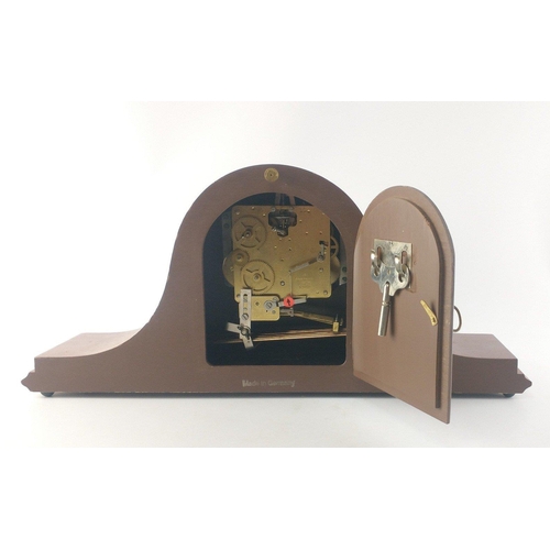 184 - A very stylish WEST GERMANY mantle clock with FRANZ HERMLE Westminster Chime brass movement. 50cm ac... 
