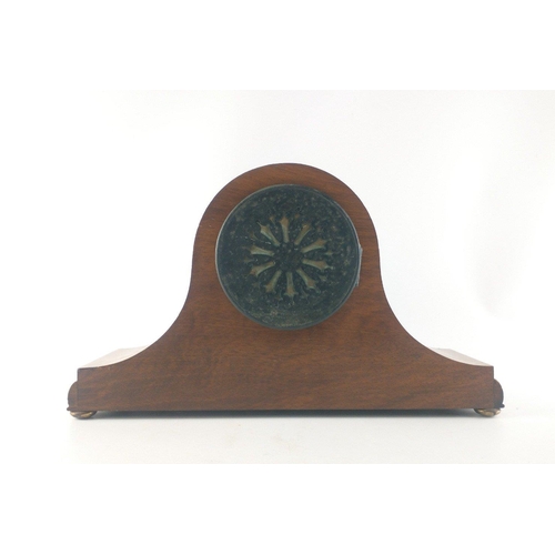 191 - A stylish black faced Napoleon Hat shape mantle clock. Pendulum, no key. stands 23cm. untested.#217... 