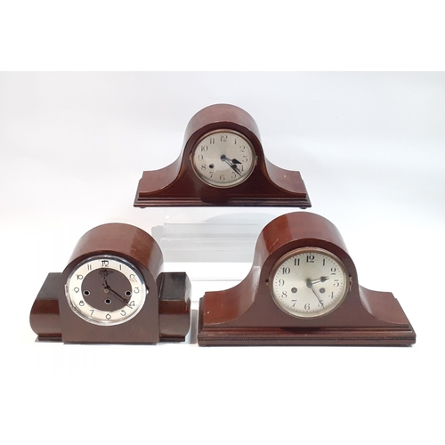 196 - Two NAPOLEON HAT style large mantle clocks and one other.#222