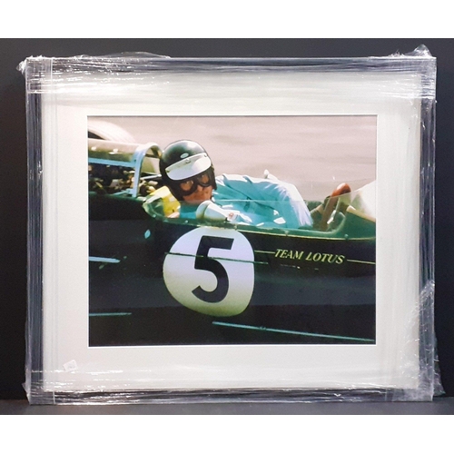 238 - JIM CLARK Motor racing Interest Art print. A beautiful framed print of borders Legend and F1 World C... 