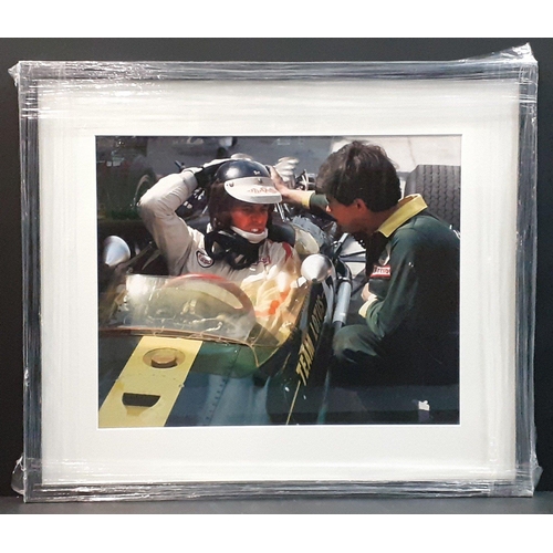 239 - JIM CLARK Motor racing Interest Art print. A beautiful framed print of borders Legend and F1 World C... 