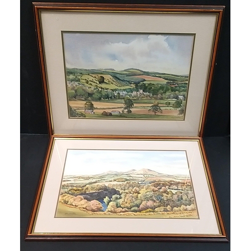 251 - Two watercolours by ERIC JOHNSTON.  One of Scots View and the other of MELROSE.  Both 67cm x 55cm ap... 