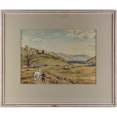 259 - Local artist T.J BERTRAM 1974.  Local Interest watercolour of Horsburgh Tower looking towards PEEBLE... 