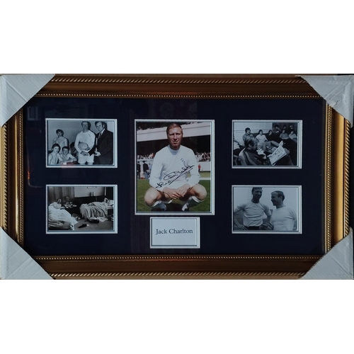 289 - JACK CHARLTON framed presentation piece with signed photograph. 54 x 89cm approx.#315