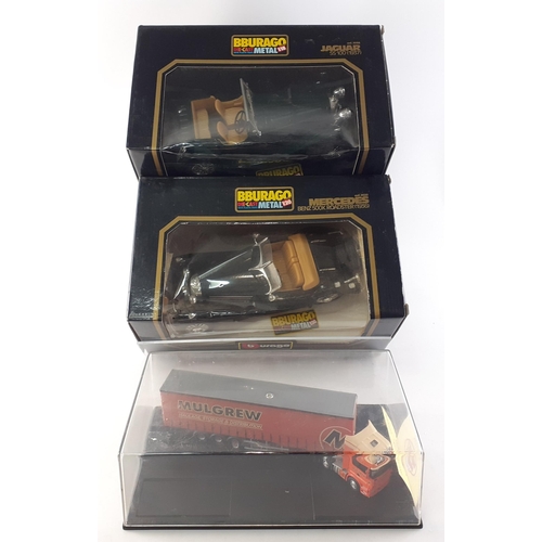 311 - Diecast Models x 3. To include BURAGO Jaguar SS100, Mercedes Benz 500K Roadster and Oxford Mulgrew C... 