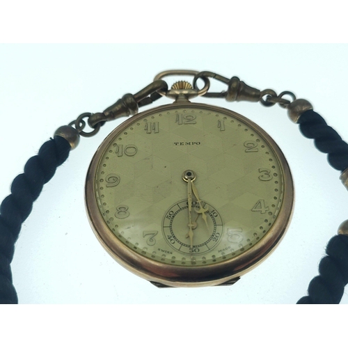 31K - A TOP QUALITY 1930's TEMPO rolled gold pocket watch - still ticking away quite happily during valuat... 
