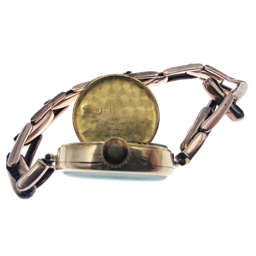 31Q - A 375 stamped case ladies watch with also a stamped 9ct bracelet  - gross weight 16.90g approx#51... 