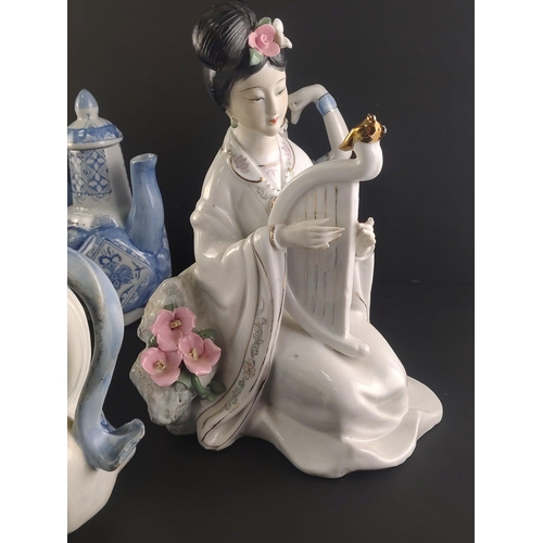 326 - A good collection of Oriental Ceramic pieces to include interesting teapot model of child with dog (... 