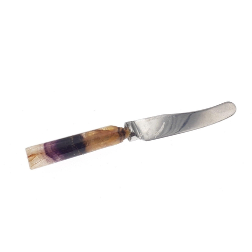 34 - Small BLUE JOHN handled butter knife. Note damage to the handle and crack. Still a lovely piece of b... 