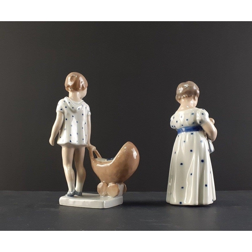 364 - Two ROYAL COPENHAGEN of Denmark attractive figures. Bi5194 Girl with toy pram and Bi3534 Girl with D... 