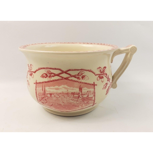 379 - An antique Lake Scene pink and white Foley Pottery chamber pot by JF Wileman - chamber pot is in goo... 