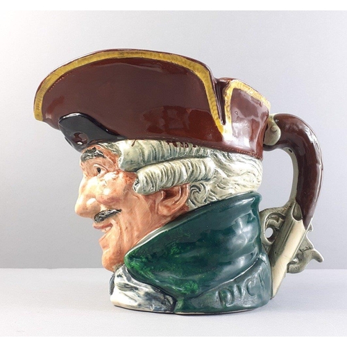 395 - ROYAL DOULTON vintage DICK TURPIN Character jug with pistol handle. 15cm tall with slight chip to ri... 