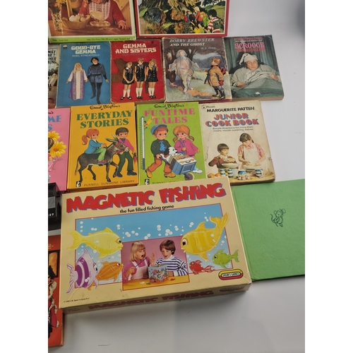 443 - A box of nostalgia ! Vintage Childrens books by Enid Blyton etc, puzzles and a cute wee gonk. A Magi... 