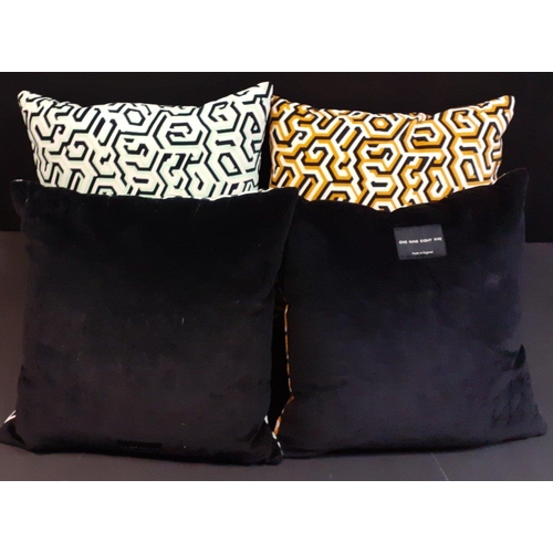 470 - Ten ONE NINE EIGHT FIVE geometric design cushions, in mint green and tan. Measure approx 35cm x 35cm... 