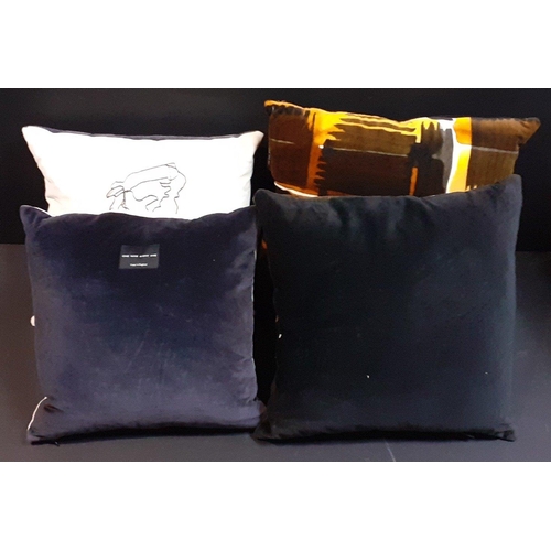 471 - Four ONE NINE EIGHT FIVE cushions, 2 ERWIN ABSTRACT check velvet 36 x 36cm approx.  The other 2 WOMA... 