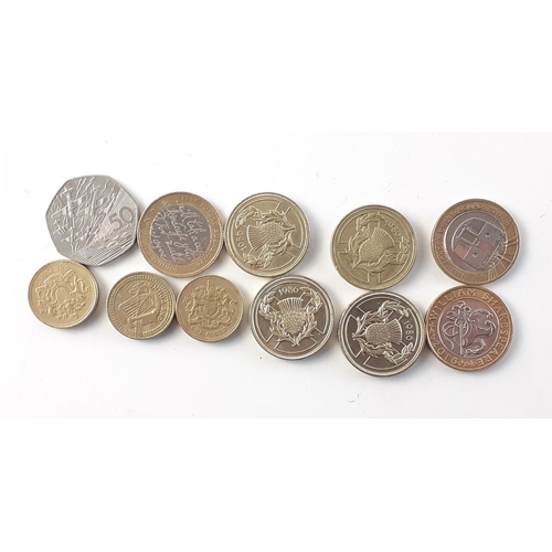 54 - Coins - 10 Collectible assorted varieties circulated £2, £1, 50p#75