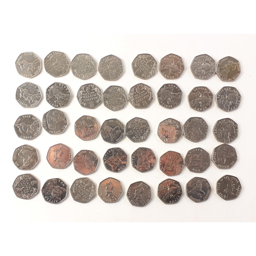 59 - 50p Coins - BEATRIX POTTER 40 Collectible assorted varieties circulated. Benjanin Bunny, Jeremy Fish... 