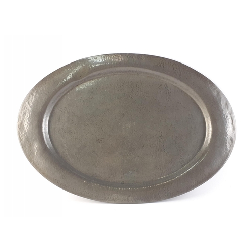 79 - A large Roundhead Leadless Pewter oval salver 50cm across#100