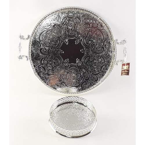 85 - Silver Plated gallery tray in box with one smaller.  Still with original labels.#106