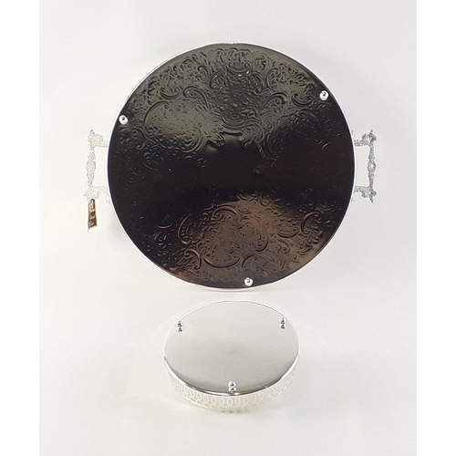 85 - Silver Plated gallery tray in box with one smaller.  Still with original labels.#106