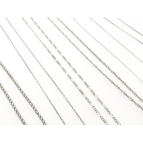 99 - Six silver chains in various styles and lengths. 22g approx.#121