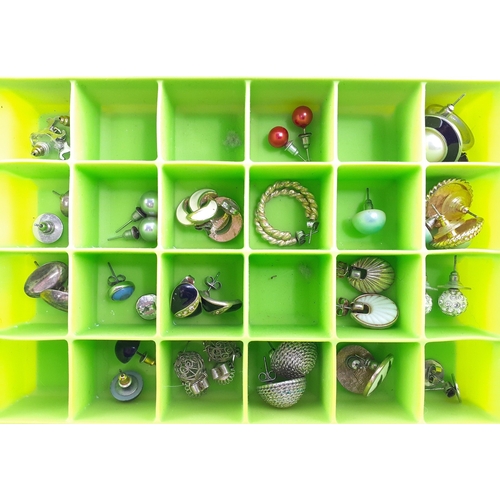 192 - A good collection of earrings in two storage boxes. Over twenty five pairs well stored.
