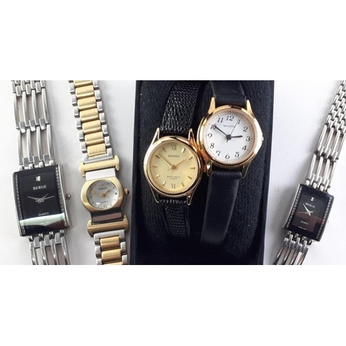 221 - Dress watch collection.  Includes matching his and hers BERGE, two ladies SEKONDAS and one other.  A... 