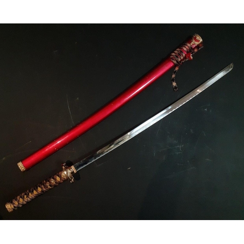 238 - A large Katana / Samurai sword in decorative metal sheath. 70cm blade, the whole 102cm approx. Blade... 