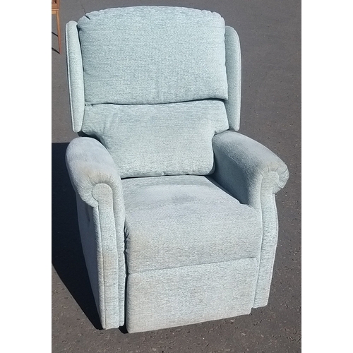 278 - A light blue fabric electric reclining chair in good condition with some light signs of wear (requir... 