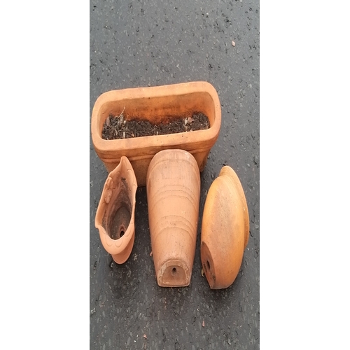 530 - Four TERRIFIC Terracotta planter pots, the wide one measures 60cm , one with a small chip.