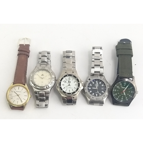 60 - A collection of 5 gents wristwatches to include an INFANTRY, ADIDAS, a vintage CARAVELLE and an NTJ ... 