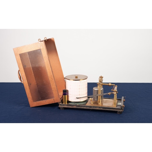 42 - VINTAGE DARTON & Co BAROGRAPH, in coppered case with top carrying handle and glazed front, serial no... 