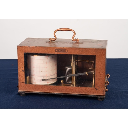 42 - VINTAGE DARTON & Co BAROGRAPH, in coppered case with top carrying handle and glazed front, serial no... 