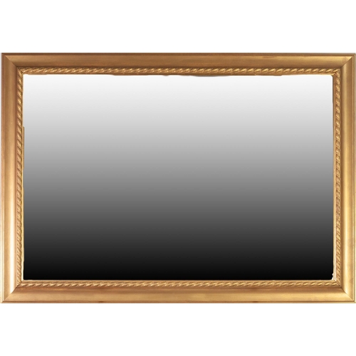 92 - MODERN GILT FRAMED BEVEL EDGED OBLONG WALL MIRROR, 29” X 41” (73.6cm x 104.1cm), together with ANOTH... 