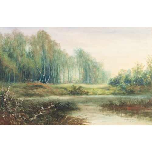 266 - H. S. CROSSLAND (EARLY 20th CENTURY)
WATERCOLOUR DRAWING
Wooded river landscape
Signed and dated 191... 