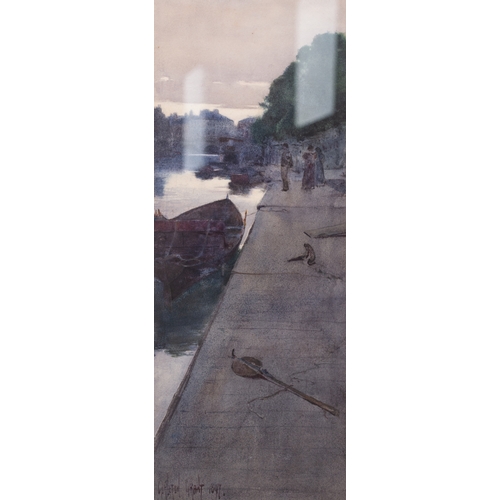 267 - CARLETON GRANT (Exh. 1885-1899)
WATERCOLOUR
A  quayside with rowing boats and figures
Signed and dat... 