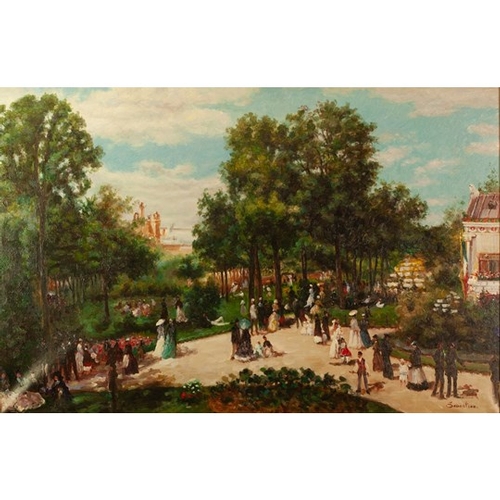 223 - SEBASTIAN (TWENTIETH CENTURY)
OIL PAINTING ON CANVAS
Edwardian figures in a park
Signed
23 ½